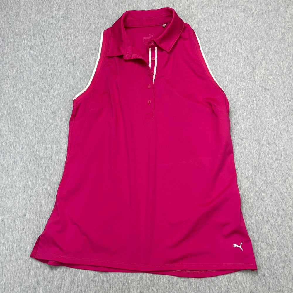 Puma Womens Pink Sleeveless Golf Polo Shirt Racerback Size XS 537488-05